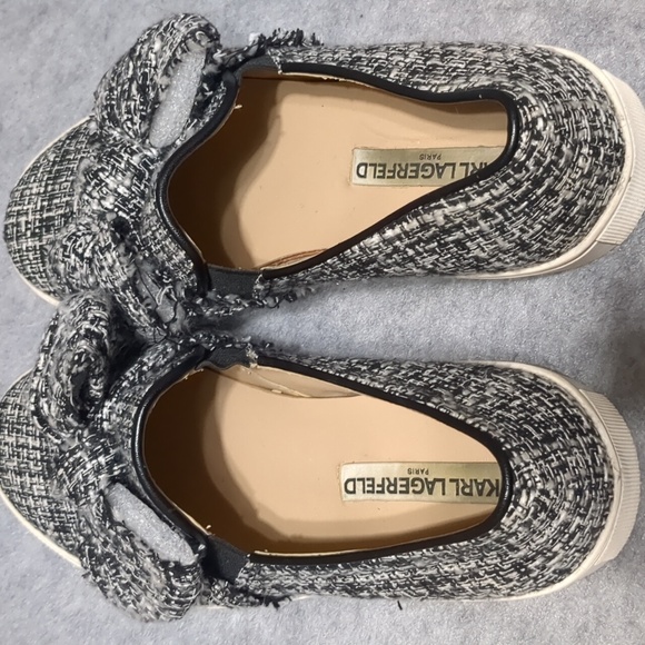 Karl Lagerfeld Paris Esme Boucle Slip On Tweed Bow Sneaker Size 9 - Picture 5 of 11